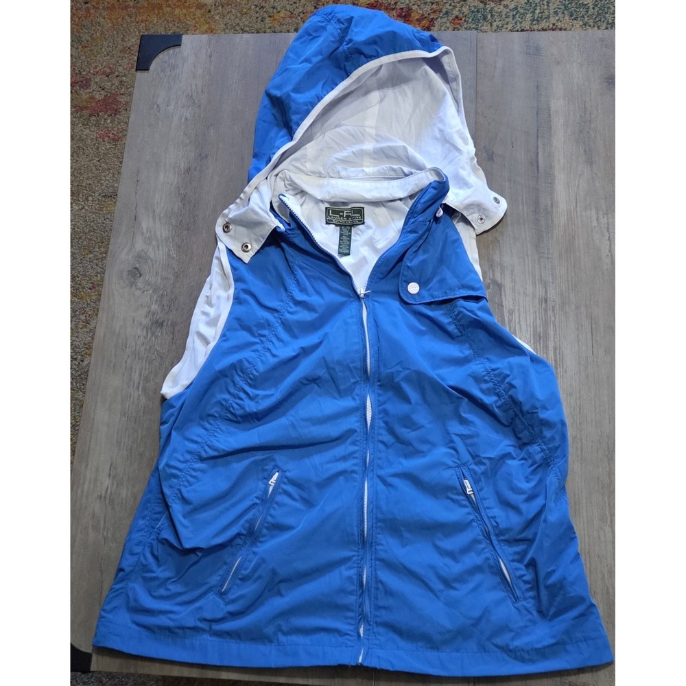 Lauren Ralph Lauren Active Blue & White Full Zip Removable Hooded Vest Women XL